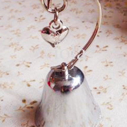 10 Pack of Silver Wedding Kissing Bell Name Card Stand Holder with Heart in Ring Bomboniere Favour Gift.