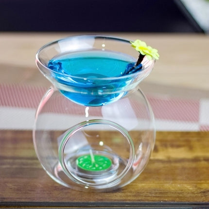 Perfume Scented Essential Oil Tealight Candle Burner Glass Lamp for Aromatherapy Spa Room Relax 14cm High.