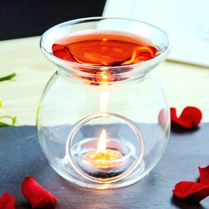 Perfume Scented Essential Oil Tealight Candle Burner Glass Lamp for Aromatherapy Spa Room Relax 14cm High.