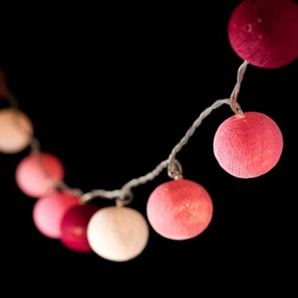 1 Set of 20 LED Pink 5cm Cotton Ball Battery Powered String Lights Christmas Gift Home Wedding Party Girl Bedroom Decoration Outdoor Indoor Table.