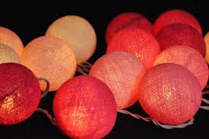1 Set of 20 LED Pink 5cm Cotton Ball Battery Powered String Lights Christmas Gift Home Wedding Party Girl Bedroom Decoration Outdoor Indoor Table.
