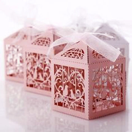 Pink Dove Bird Heart Baby Birth naming Ceremony Bomboniere Favor Lolly Gift Card Box - 10 Pack.