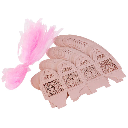 Pink Dove Bird Heart Baby Birth naming Ceremony Bomboniere Favor Lolly Gift Card Box - 10 Pack.