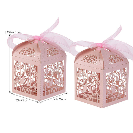 Pink Dove Bird Heart Baby Birth naming Ceremony Bomboniere Favor Lolly Gift Card Box - 10 Pack.