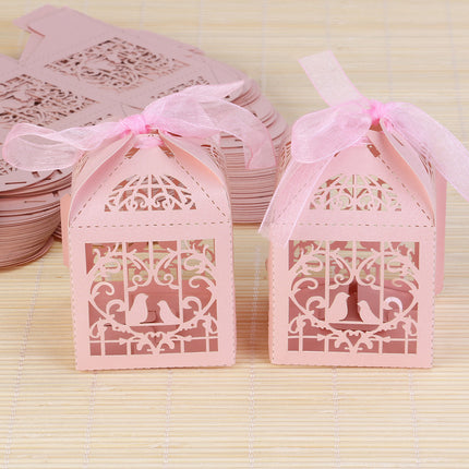 Pink Dove Bird Heart Baby Birth naming Ceremony Bomboniere Favor Lolly Gift Card Box - 10 Pack.