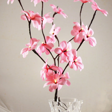 1 Set of 50cm H 20 LED Pink Frangipani Tree Branch Stem Fairy Light Wedding Event Party Function Table Vase Centrepiece Decoration Girl Bedroom.