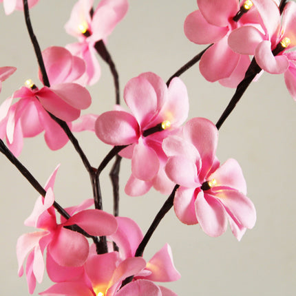 1 Set of 50cm H 20 LED Pink Frangipani Tree Branch Stem Fairy Light Wedding Event Party Function Table Vase Centrepiece Decoration Girl Bedroom.