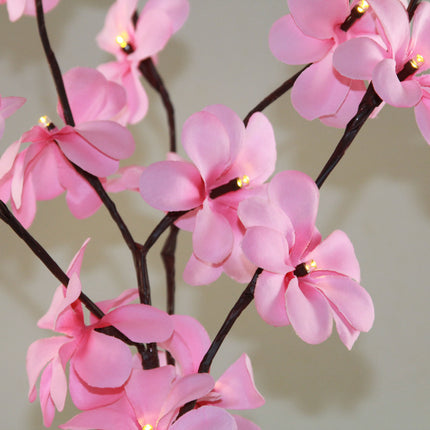 1 Set of 50cm H 20 LED Pink Frangipani Tree Branch Stem Fairy Light Wedding Event Party Function Table Vase Centrepiece Decoration Girl Bedroom.