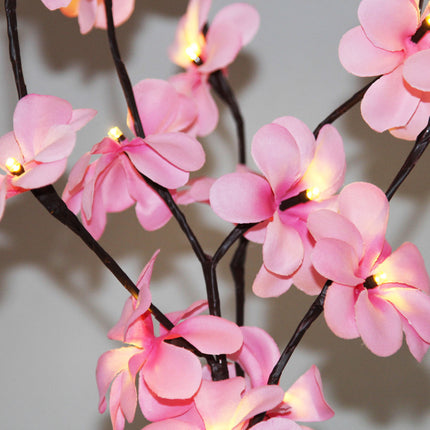 1 Set of 50cm H 20 LED Pink Frangipani Tree Branch Stem Fairy Light Wedding Event Party Function Table Vase Centrepiece Decoration Girl Bedroom.