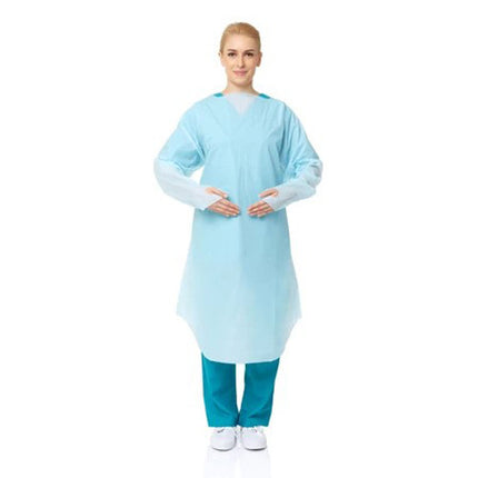 15 Pcs Disposable PPE Gown Protective Workwear Suit Thumb Hook Sleeve Coverall Apron Blue Medical Cleaning Painting.