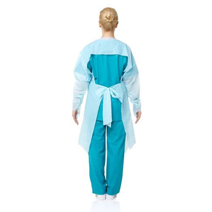 15 Pcs Disposable PPE Gown Protective Workwear Suit Thumb Hook Sleeve Coverall Apron Blue Medical Cleaning Painting.