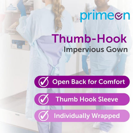 15 Pcs Disposable PPE Gown Protective Workwear Suit Thumb Hook Sleeve Coverall Apron Blue Medical Cleaning Painting.