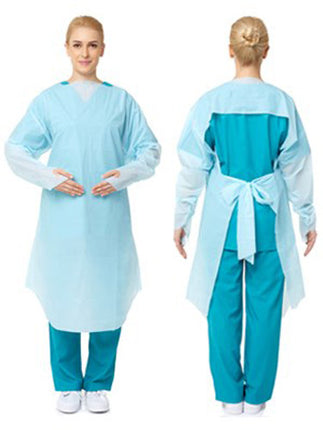 15 Pcs Disposable PPE Gown Protective Workwear Suit Thumb Hook Sleeve Coverall Apron Blue Medical Cleaning Painting.