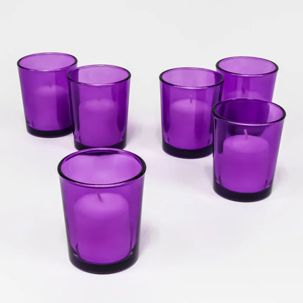 40 Pack Purple Glass Votive Tealight Candle Holders House Party Centerpiece Xmas Wedding Decor Glass Candlestick Party Decorations Bridal Valentines Event.