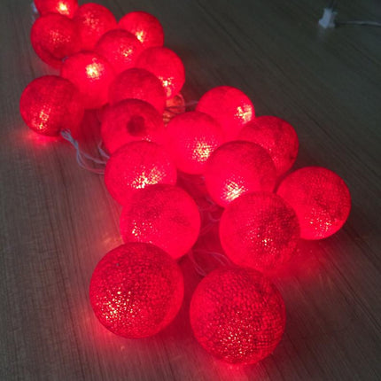 1 Set of 20 LED Red 5cm Cotton Ball Battery Powered String Lights Christmas Gift Home Wedding Party Bedroom Decoration Outdoor Indoor Table Centrepiece.
