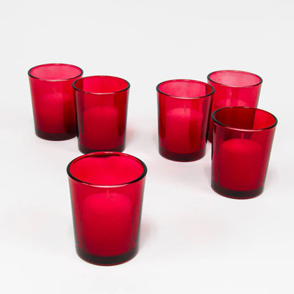 20 Pack Red Glass Votive Tealight Candle Holders House Party Centerpiece Xmas Wedding Decor Glass Candlestick Party Decorations Bridal Valentines Event.