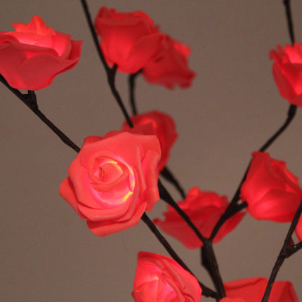 1 Set of 50cm H 20 LED Red Rose Tree Branch Stem Fairy Light Wedding Event Party Function Table Vase Centrepiece Decoration.