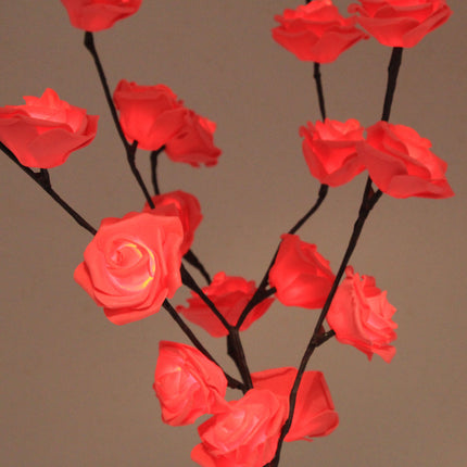 1 Set of 50cm H 20 LED Red Rose Tree Branch Stem Fairy Light Wedding Event Party Function Table Vase Centrepiece Decoration.