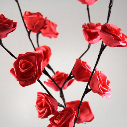1 Set of 50cm H 20 LED Red Rose Tree Branch Stem Fairy Light Wedding Event Party Function Table Vase Centrepiece Decoration.