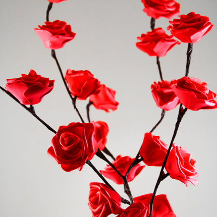 1 Set of 50cm H 20 LED Red Rose Tree Branch Stem Fairy Light Wedding Event Party Function Table Vase Centrepiece Decoration.