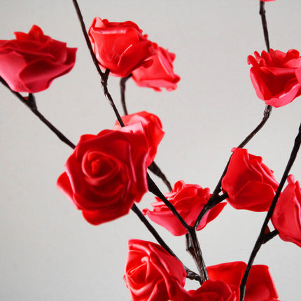 1 Set of 50cm H 20 LED Red Rose Tree Branch Stem Fairy Light Wedding Event Party Function Table Vase Centrepiece Decoration.