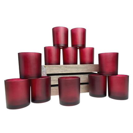 40 Pack Red Frosted Glass Votive Tealight Candle Holders Valentines Day Xmas Wedding Decor Glass Candlestick Party Decorations Bridal Baby Shower Event.