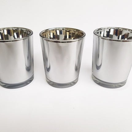 10 Pack Silver Mercury Glass Votive Candle Holders Set For Wedding, Bridal And Baby Shower, Party Function or Home Decor.