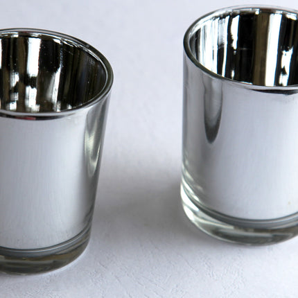 10 Pack Silver Mercury Glass Votive Candle Holders Set For Wedding, Bridal And Baby Shower, Party Function or Home Decor.