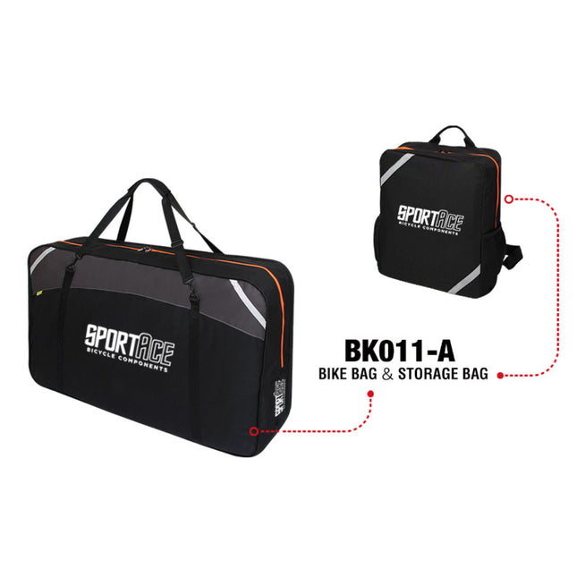 SPORTACE Bike Plane Bag Portable Soft Shell Travel Case Mountain Hybrid BMX Road Bike - 120CM X 75CM BK11- Black.