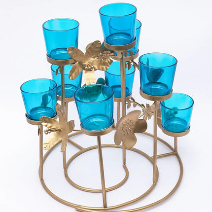 10 Pack Turquoise Glass Votive Tealight Candle Holders House Party Centerpiece Xmas Wedding Decor Glass Candlestick Party Decorations Bridal Baby Shower Event.