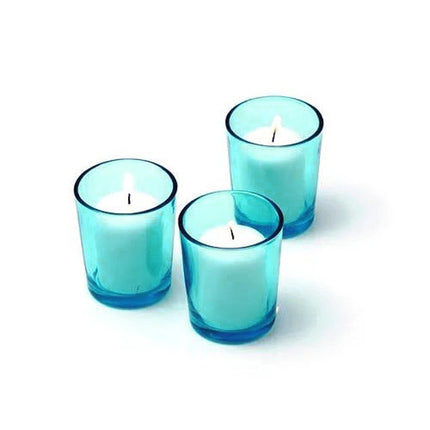 10 Pack Turquoise Glass Votive Tealight Candle Holders House Party Centerpiece Xmas Wedding Decor Glass Candlestick Party Decorations Bridal Baby Shower Event.
