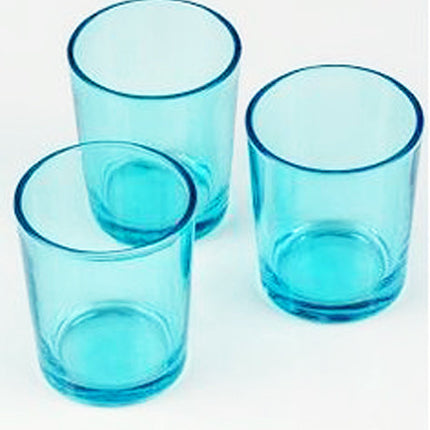 10 Pack Turquoise Glass Votive Tealight Candle Holders House Party Centerpiece Xmas Wedding Decor Glass Candlestick Party Decorations Bridal Baby Shower Event.