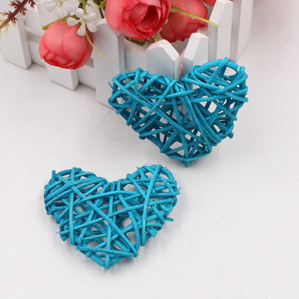 20 Turquoise Blue 3D Hollowed Rattan Heart-Shaped 3M String Fairy Lights, Battery (AA) Indoor & Outdoor Decorations Birthday Kids Celebration PartyRoom Table Lighting.