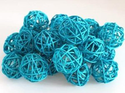 1 Set of 20 LED Turquoise 5cm Rattan Cane Ball Battery Powered String Lights Christmas Gift Home Wedding Party Bedroom Decoration Table Centrepiece.