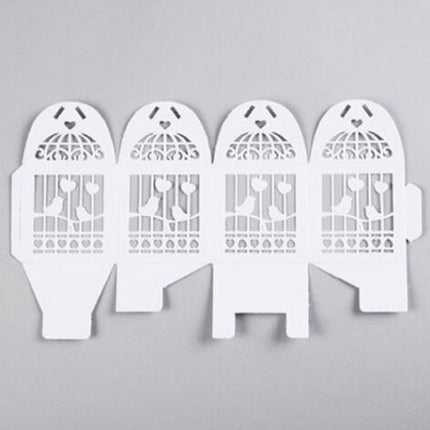 50 Piece Pack - White Dove Bird Heart Wedding Bomboniere Favor Lolly Gift Card Box.