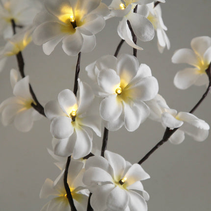 1 Set of 50cm H 20 LED White Frangipani Tree Branch Stem Fairy Light Wedding Event Party Function Table Vase Centrepiece Decoration.