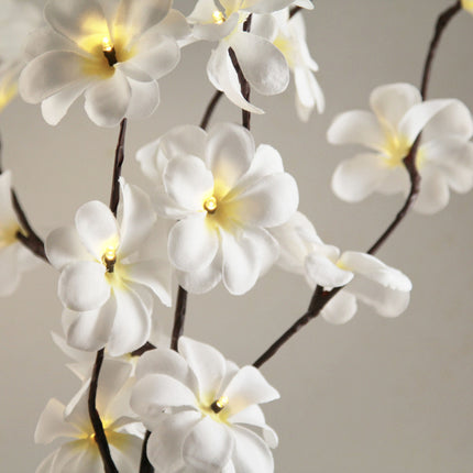 1 Set of 50cm H 20 LED White Frangipani Tree Branch Stem Fairy Light Wedding Event Party Function Table Vase Centrepiece Decoration.