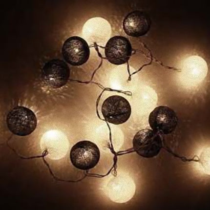 1 Set of 20 LED Black White 5cm Cotton Ball Battery Powered String Lights Xmas Gift Home Wedding Party Bedroom Decoration Outdoor Indoor Table Centrepiece.