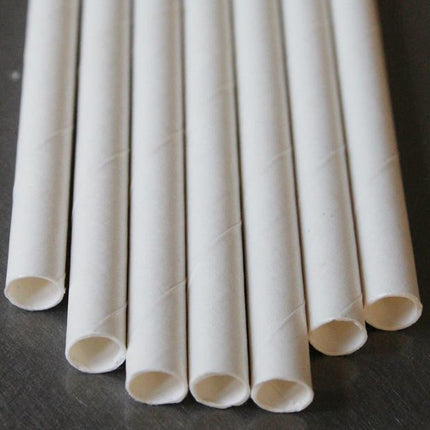 50 Pack White Drinking Straws Biodegradable Eco Paper Birthday Party Event Bistro Bar Cafe Take Away.