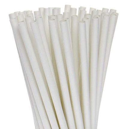 50 Pack White Drinking Straws Biodegradable Eco Paper Birthday Party Event Bistro Bar Cafe Take Away.