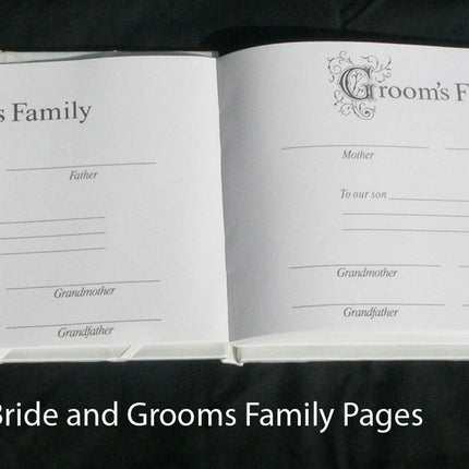 White Wedding Guest Book Register with Silver Pen Matching Stand Set 36 Lined Pages - White Sach Diamante Cover.
