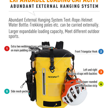 NOOYAH IPX8 Waterproof Bike Cycle Outdoor Sports Backpack Double-Layer Waterproof Bag  YELLOW.