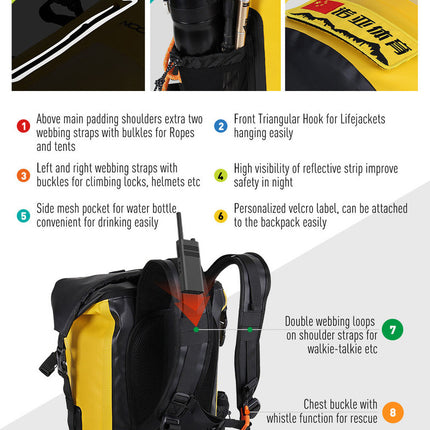 NOOYAH IPX8 Waterproof Bike Cycle Outdoor Sports Backpack Double-Layer Waterproof Bag  YELLOW.