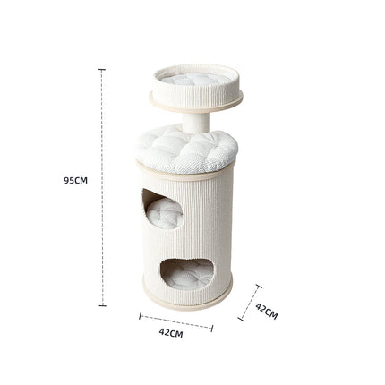 HONEYPOTCAT PURRING Multi-Level Sisal Barrel Cat Tower  - 95cm.