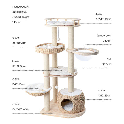 HONEYPOTCAT Cosy Woven Cat Perch - 141.5cm.