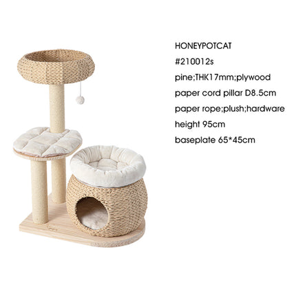 HONEYPOTCAT Plush Woven Cat Retreat - 93cm.