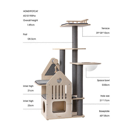 HONEYPOTCAT Grand Cat Mansion With Space Capsule - 148cm.