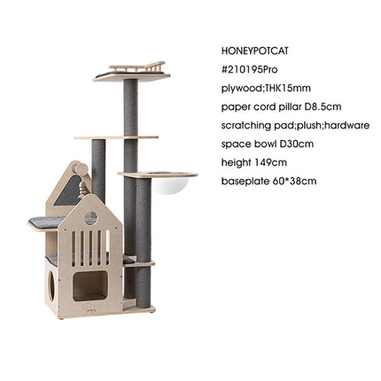 HONEYPOTCAT Grand Cat Mansion With Space Capsule - 148cm.
