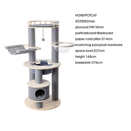 HONEYPOTCAT Majestic Reinforced Multi-Level Cat Tree With Hammock - 168cm.