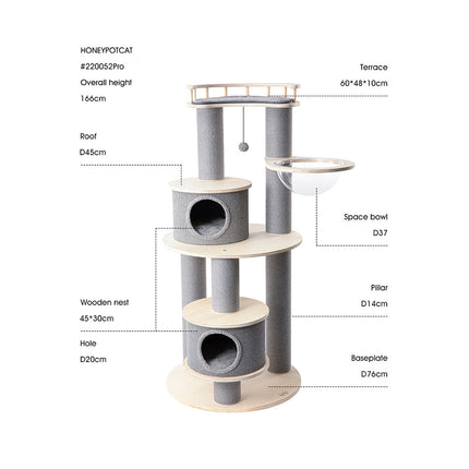 HONEYPOTCAT Majestic Reinforced Multi-Level Cat Tree  - 165cm.